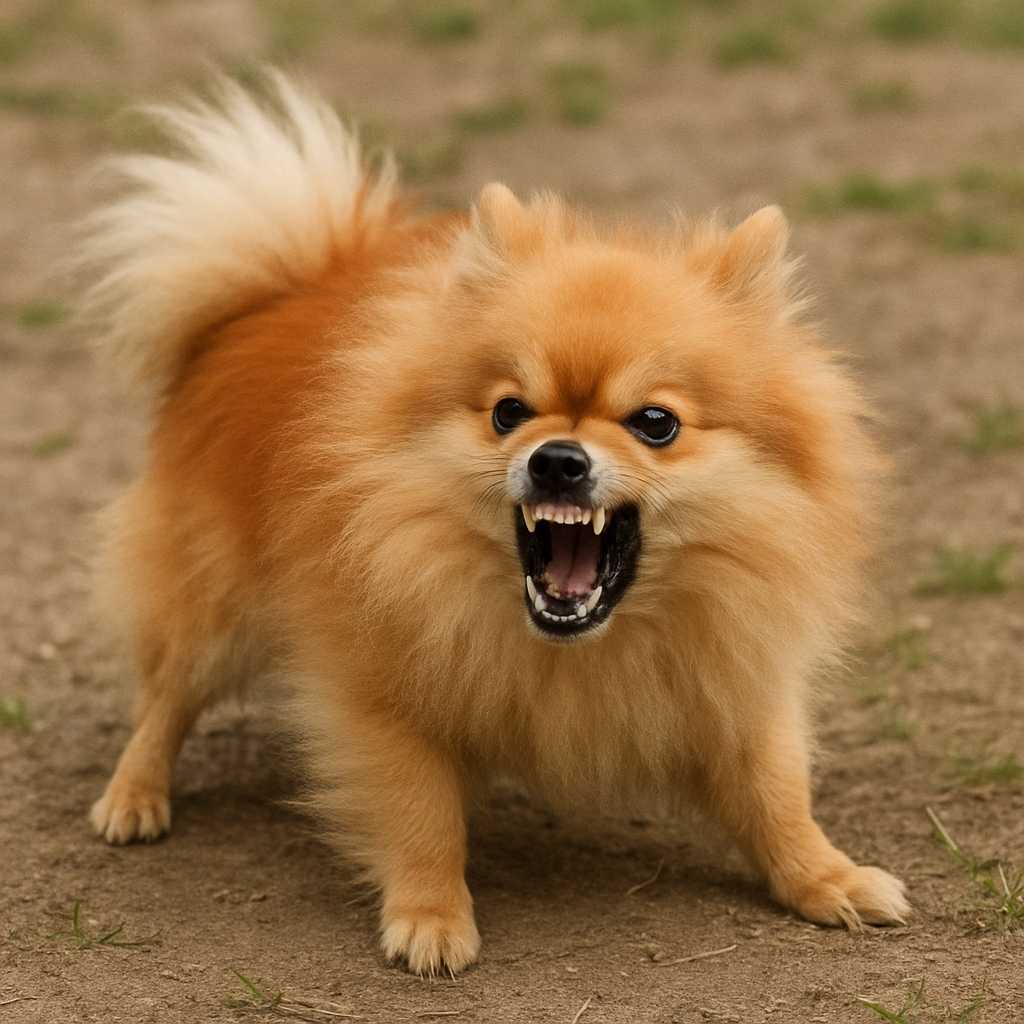 pomeranian dog in aggression.