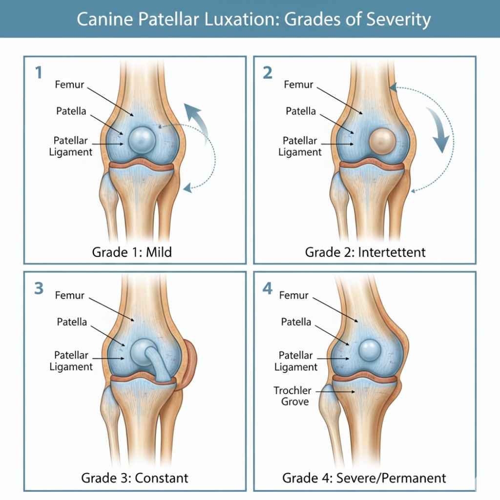 Pomeranian patella luxation grades