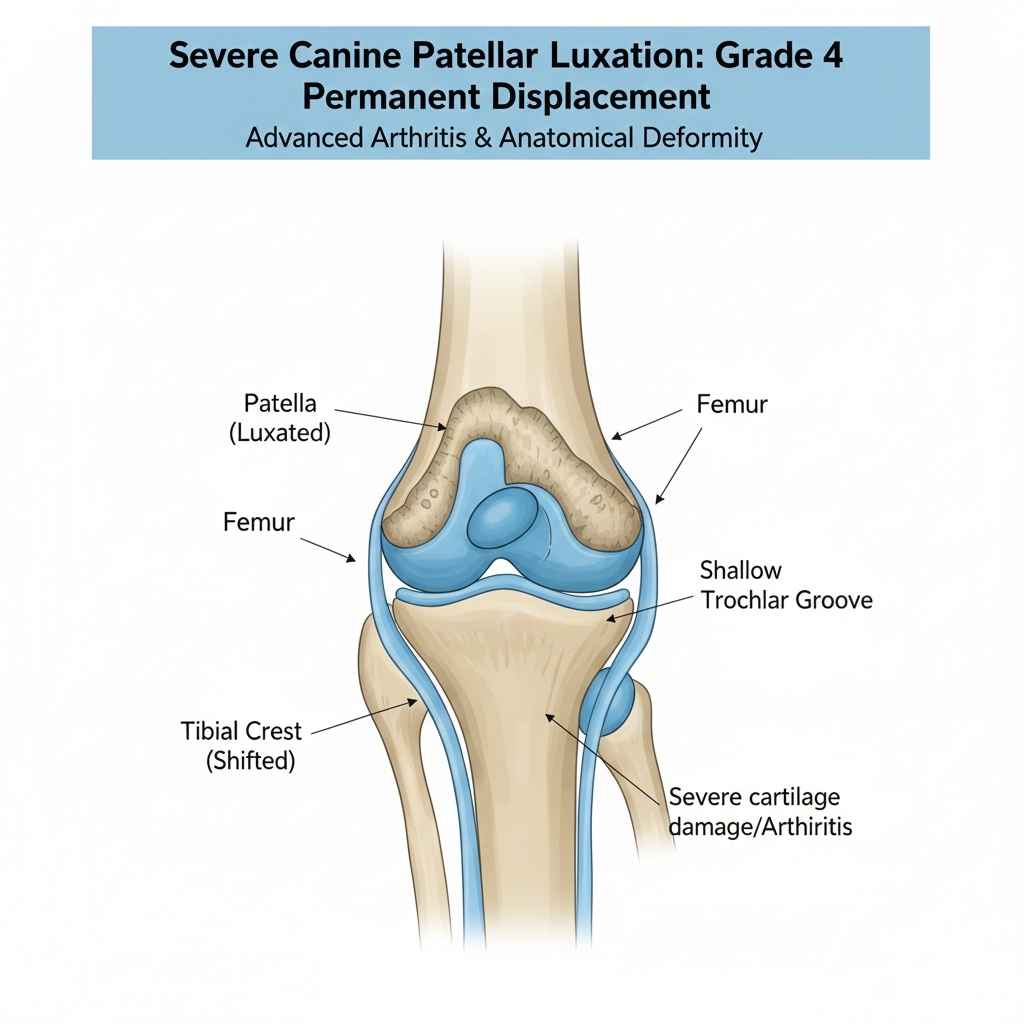 Severe Pomeranian patella luxation